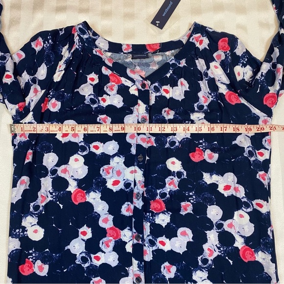 Westbound Abstract Floral Navy/Pink/White Blouse Sz S Button 3/4 Sleeves NWT - Picture 11 of 11